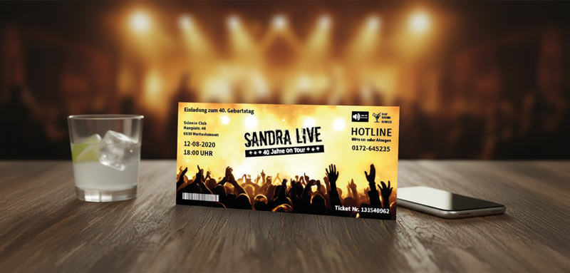 Geburtstagseinladung Konzert Ticket