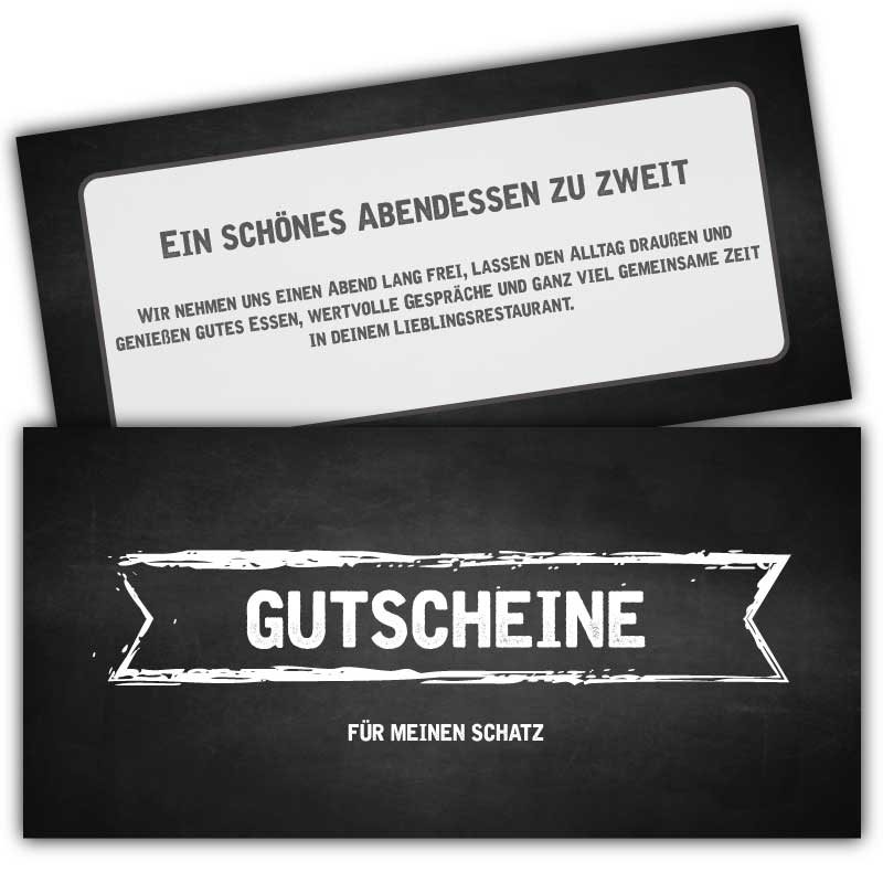 Gutscheine zum Selbstgestalten 6er-Set im Schiefer-Schwarz Design