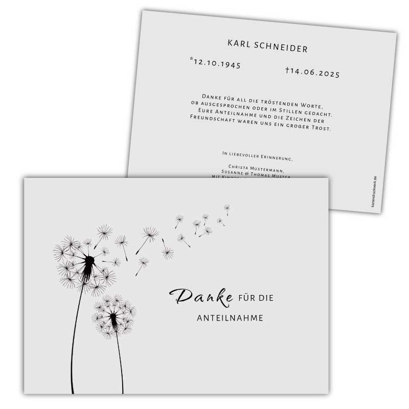 Dankeskarte-Trauer-Pusteblume