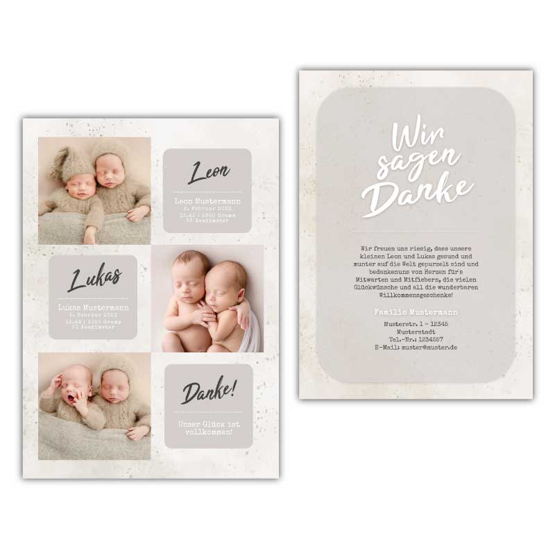 Dankeskarten-Geburt-Zwillinge-mit-Foto