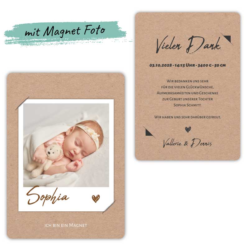 Danksagung-Geburt-mit-Magnet-Foto