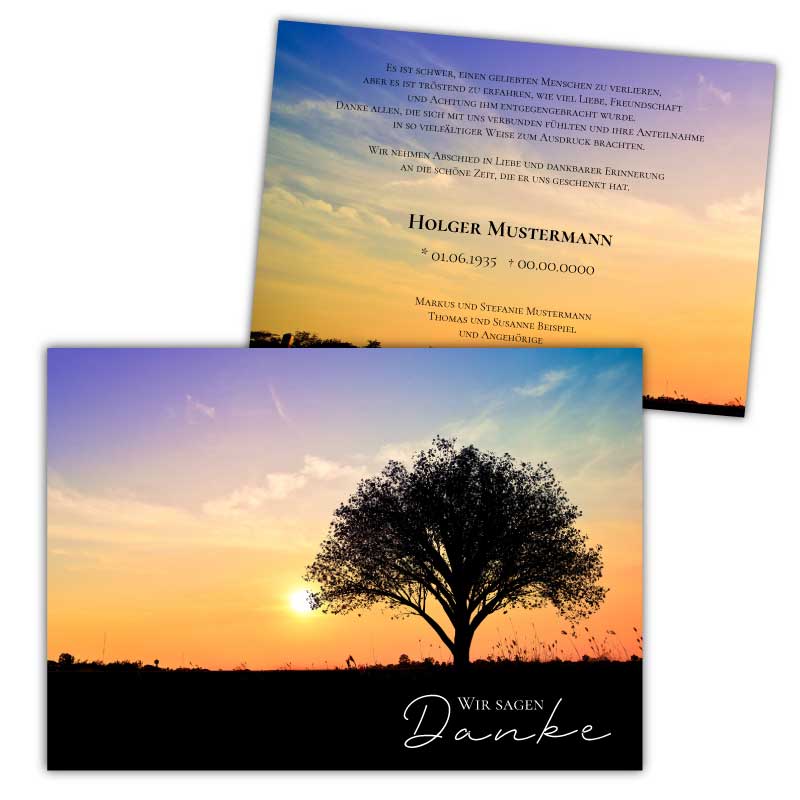 Danksagungskarten-Trauer-Sonnenuntergang