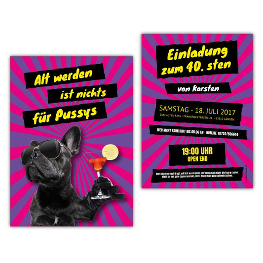 Geburstagseinladung-Alt-werden-ist-nichts-fuer-Pussys-pink