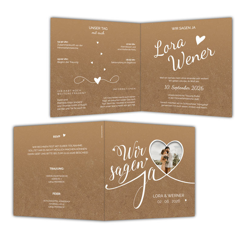 Hochzeitseinladung-Vintage-Klappkarte