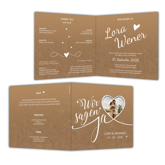 Hochzeitseinladung-Vintage-Klappkarte