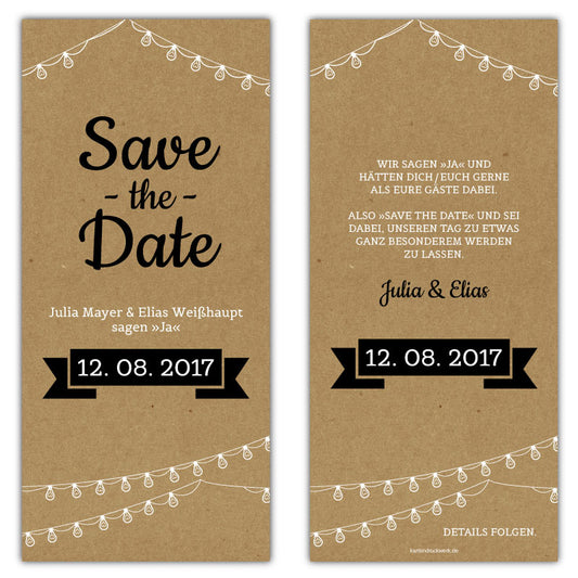 Save-the-Date-Karten-Vintage-Kraftpapier-Girlanden-optik-Hochzeit