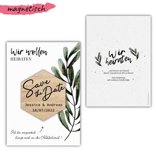 Save-the-Date-Magnet Hexagon-mit-Karte