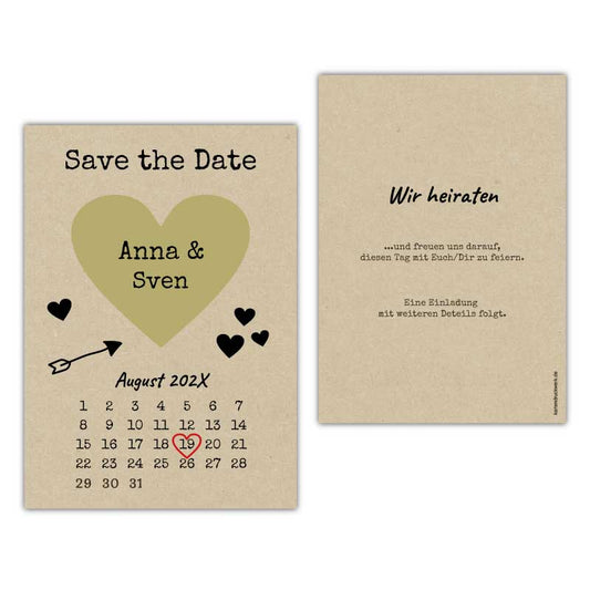 Save-the-date-Karte-mit-Herz-Kraftpapier