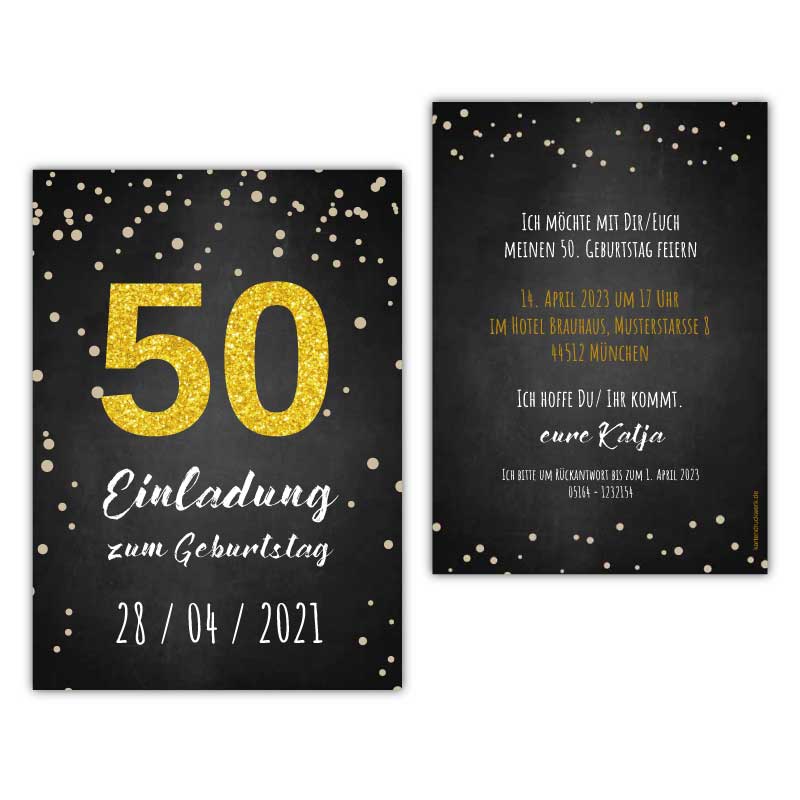 einladungskarten-50-geburtstag-mit-gold-glitzer